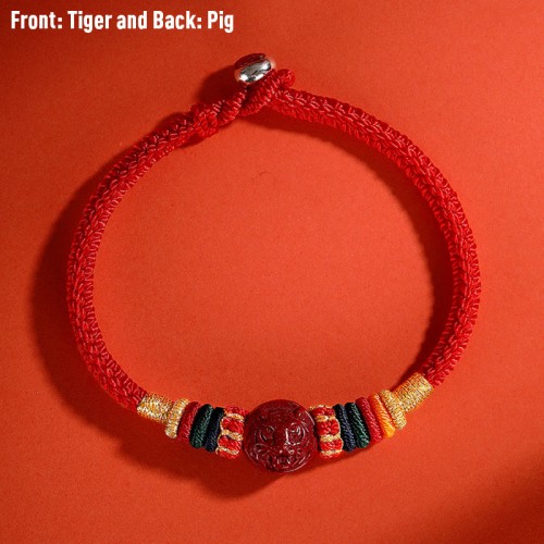 Year of the Dragon 925 Silver Cinnabar Auspicious Bracelet Year of the Dragon 925 Silver Cinnabar Auspicious Bracelet
