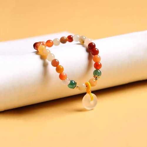 14K Gold Plated Golden Silk Jade Peace Buckle Bracelet 14K Gold Plated Golden Silk Jade Peace Buckle Bracelet