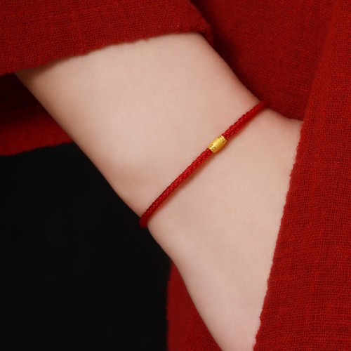 999 Gold Lucky Bead Eight-Thread Peace Knot Bracelet