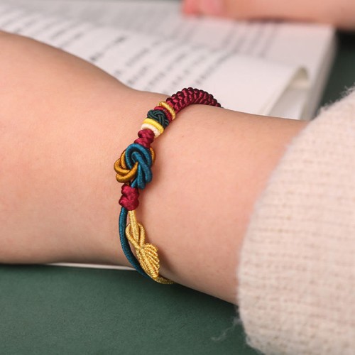 Tibetan Mandala Knot Leaf Luck Rope Bracelet Tibetan Mandala Knot Leaf Luck Rope Bracelet