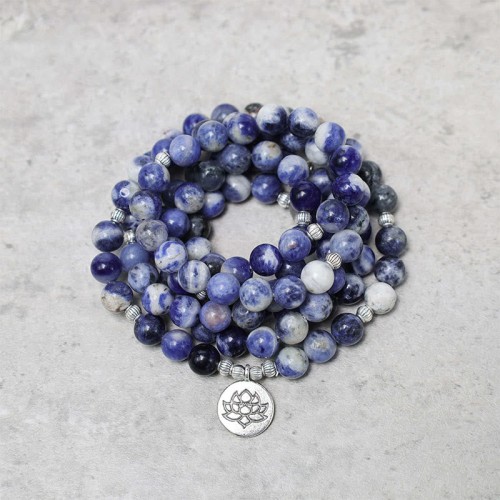 Blue Aventurine Lotus Peace Necklace Bracelet