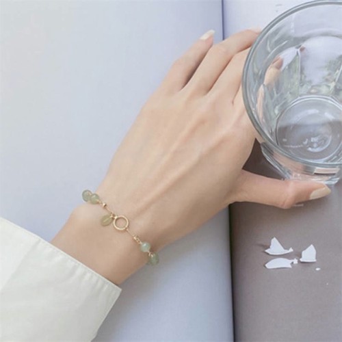 Hetian Jade 14K Gold Luck Beaded Bracelet