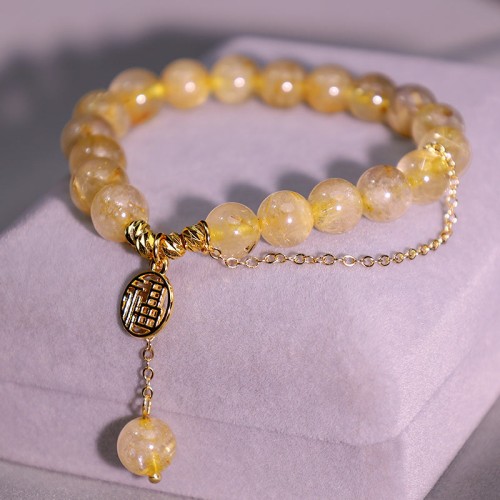 Citrine Fu Character Happiness Bracelet