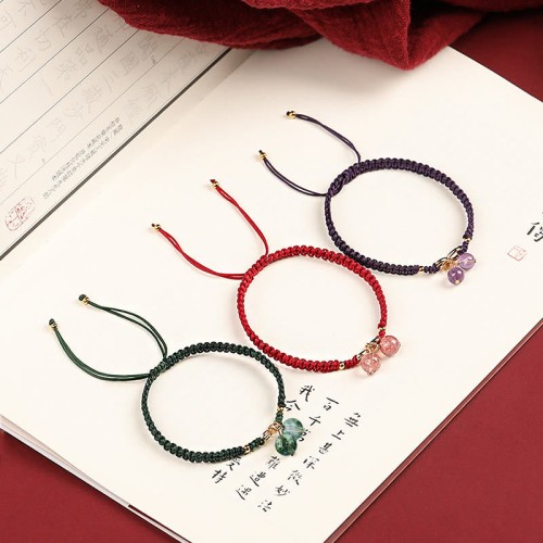 Strawberry Quartz Amethyst Green Phantom Positive Bracelet