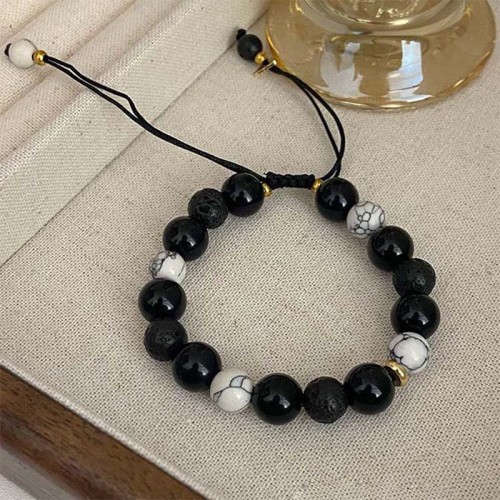 Black Obsidian Lava Rock Yin Yang Bracelet Black Obsidian Lava Rock Yin Yang Bracelet