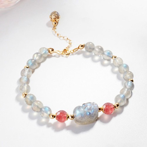 Moonstone Strawberry Quartz PiXiu Healing Bracelet Moonstone Strawberry Quartz PiXiu Healing Bracelet