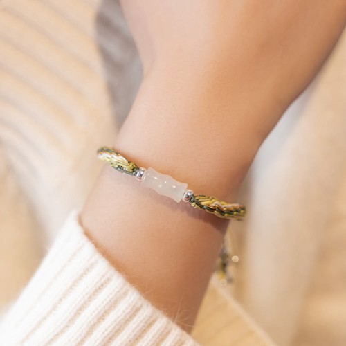 White Jade Bamboo Reincarnation Knot Bracelet White Jade Bamboo Reincarnation Knot Bracelet