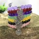 Natural Gemstone Lucky Heart Charm Stretch Bracelet Natural Gemstone Lucky Heart Charm Stretch Bracelet