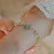 14K Gold Hetian Jade Rose Flower Luck Chain Bracelet 14K Gold Hetian Jade Rose Flower Luck Chain Bracelet