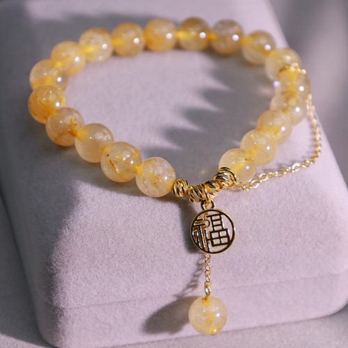 Citrine Fu Character Happiness Bracelet