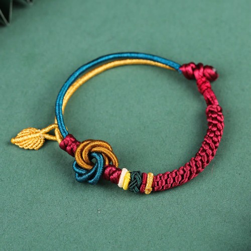 Tibetan Mandala Knot Leaf Luck Rope Bracelet Tibetan Mandala Knot Leaf Luck Rope Bracelet