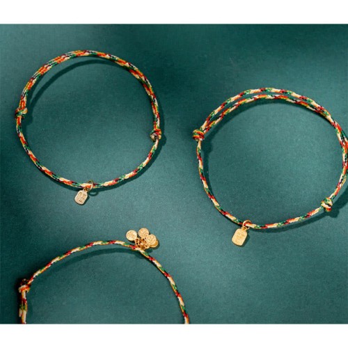 Fu Character Peace and Joy Luck Handmade Multicolored Bracelet