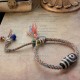 Tibetan Om Mani Padme Hum Silver Dzi Bead Protection Bracelet Tibetan Om Mani Padme Hum Silver Dzi Bead Protection Bracelet