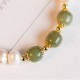 14K Gold Plated Pearl Hetian Cyan Jade Sincerity Bead Bracelet 14K Gold Plated Pearl Hetian Cyan Jade Sincerity Bead Bracelet
