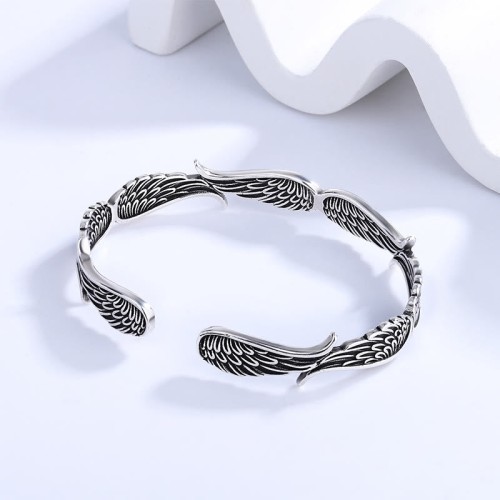 Angel Wings Feather Pattern Luck Cuff Bracelet Angel Wings Feather Pattern Luck Cuff Bracelet