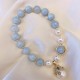Aquamarine Pearl Healing Lucky Cat Charm Bracelet Aquamarine Pearl Healing Lucky Cat Charm Bracelet