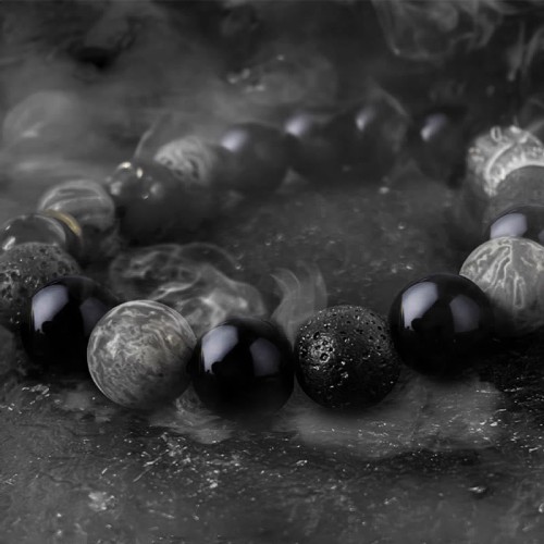 Black Obsidian Lava Rock Yin Yang Bracelet Black Obsidian Lava Rock Yin Yang Bracelet