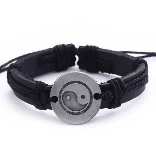 Retro Yin Yang Leather Harmony Bracelet