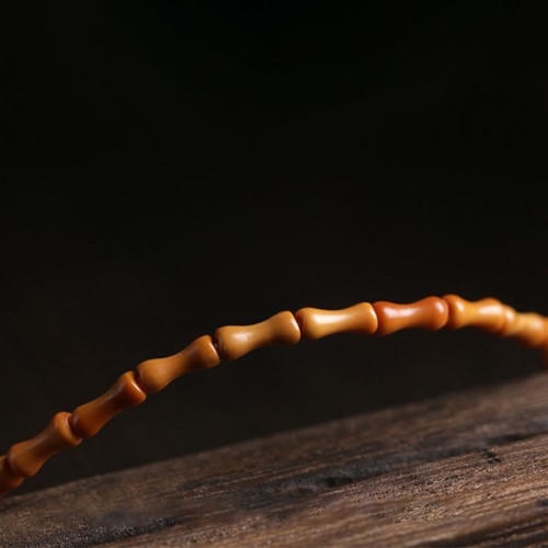 Olive Pit Green Aventurine Bamboo Luck Bracelet
