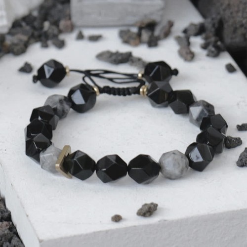 Black Obsidian Glitter Stone Purification Bracelet Black Obsidian Glitter Stone Purification Bracelet