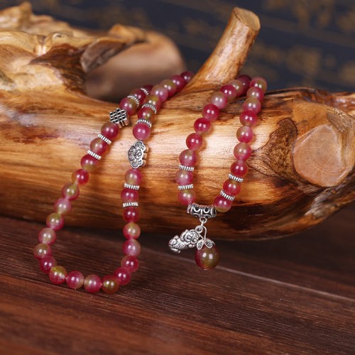 Watermelon Tourmaline PiXiu Elephant Triple Wrap Bracelet Watermelon Tourmaline PiXiu Elephant Triple Wrap Bracelet