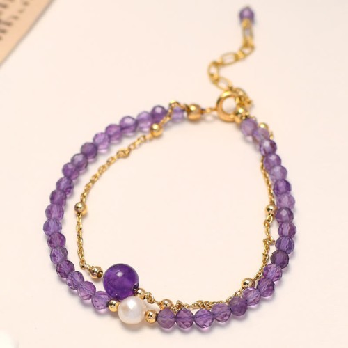14K Gold Plated Amethyst Crystal Healing Chain Bracelet 14K Gold Plated Amethyst Crystal Healing Chain Bracelet