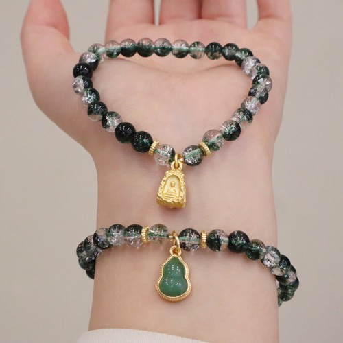Green Phantom Confidence Gourd Buddha Charm Bracelet