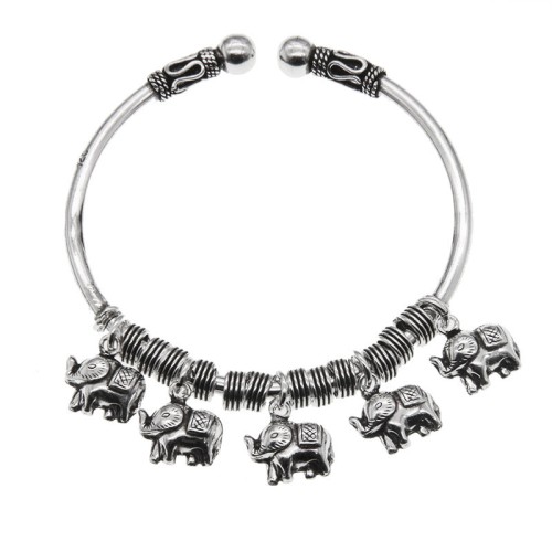 925 Sterling Silver Elephant Strength Bracelet