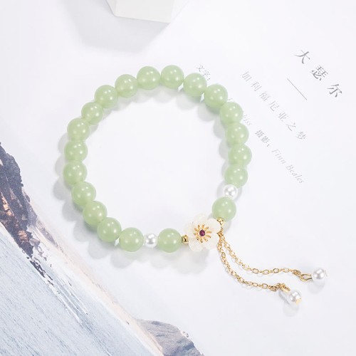 Jade Peach Blossom Pearl Luck Bracelet