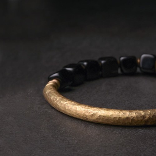 Obsidian Crystal Copper Strength Couple Bracelet