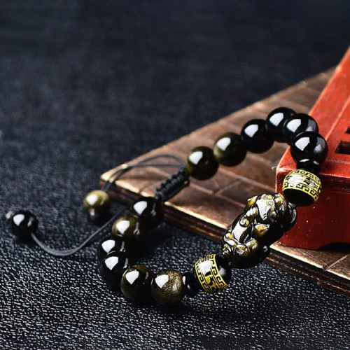 Gold Sheen Obsidian PiXiu Wealth Bracelet Gold Sheen Obsidian PiXiu Wealth Bracelet