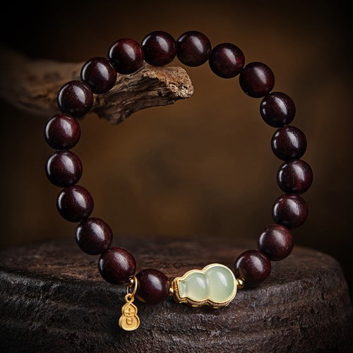 Red Sandalwood Gourd Jade Calm Bracelet