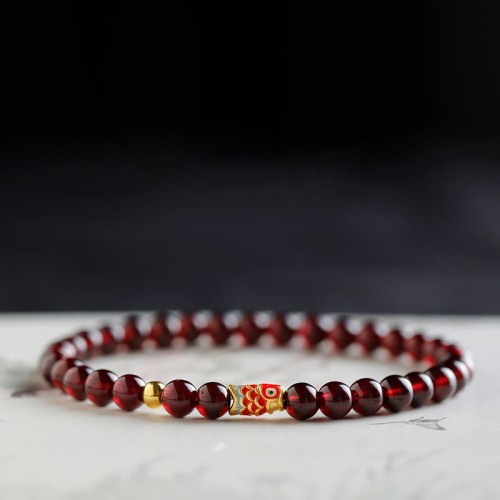 999 Gold Koi Fish Garnet Protection Bracelet 999 Gold Koi Fish Garnet Protection Bracelet