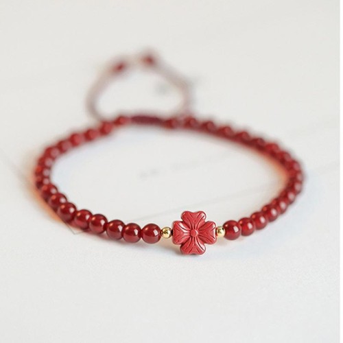 Natural Red Agate Endless Knot Confidence Bracelet