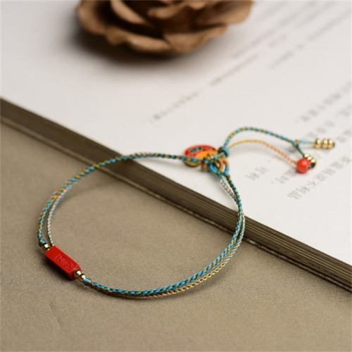 Handmade Cinnabar Blessing Braid Double Layer Bracelet Handmade Cinnabar Blessing Braid Double Layer Bracelet
