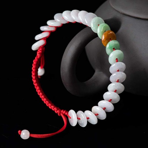 Round Jade Lucky Red String Weave Bracelet Round Jade Lucky Red String Weave Bracelet