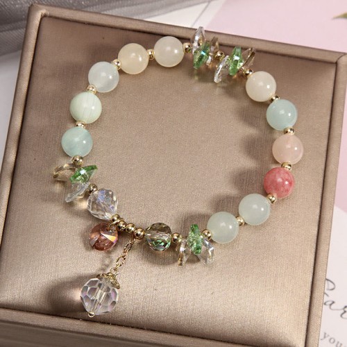 Cat's Eye Pink Crystal Peace Charm Bracelet Cat's Eye Pink Crystal Peace Charm Bracelet