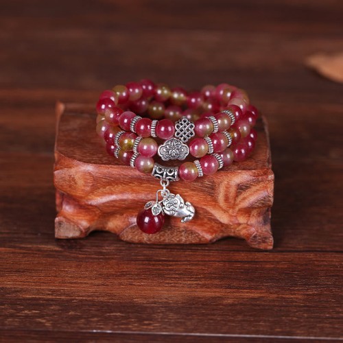 Watermelon Tourmaline PiXiu Elephant Triple Wrap Bracelet Watermelon Tourmaline PiXiu Elephant Triple Wrap Bracelet