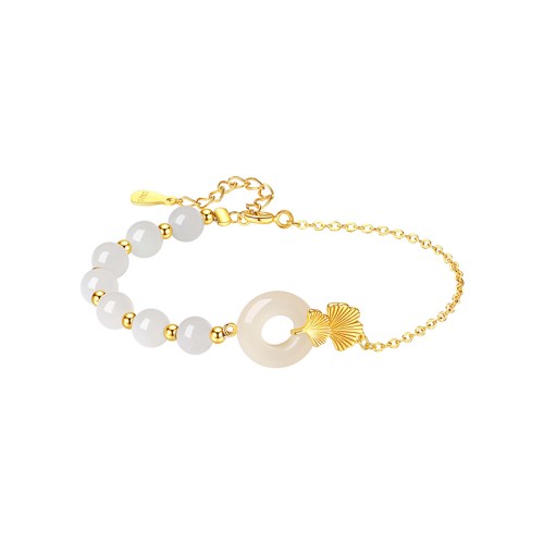 Hetian White Jade Peace Buckle Ginkgo Luck Bracelet Hetian White Jade Peace Buckle Ginkgo Luck Bracelet