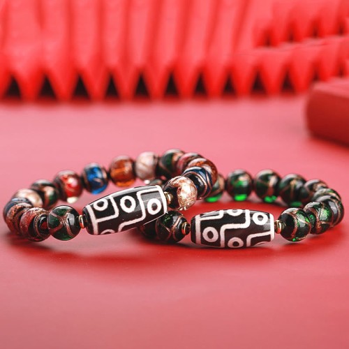 Tibetan Nine-Eye Dzi Bead Wealth Bracelet Tibetan Nine-Eye Dzi Bead Wealth Bracelet