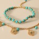 2Pcs Turquoise Stone Flower Protection Bracelet 2Pcs Turquoise Stone Flower Protection Bracelet