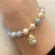 Aquamarine Pearl Healing Lucky Cat Charm Bracelet Aquamarine Pearl Healing Lucky Cat Charm Bracelet