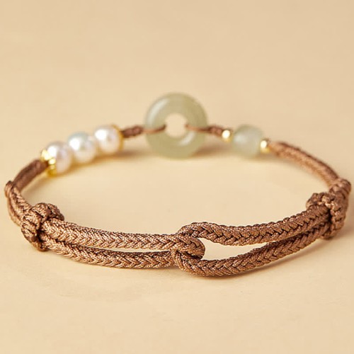 Hetian Jade Pearl Peace Luck Bracelet