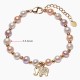 18K Gold Plated Pearl Elephant Zircon Charm Sincerity Bracelet