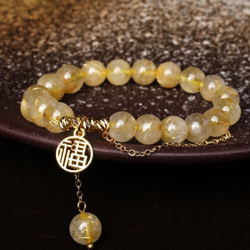 Citrine Fu Character Happiness Bracelet