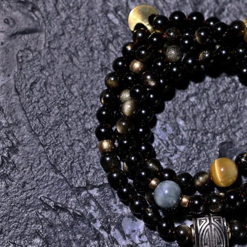 108 Mala Beads Gold Sheen Obsidian Wealth Bracelet 108 Mala Beads Gold Sheen Obsidian Wealth Bracelet