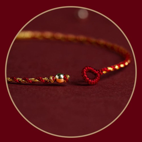 14K Gold Red Rope King Kong Knot Bracelet 14K Gold Red Rope King Kong Knot Bracelet