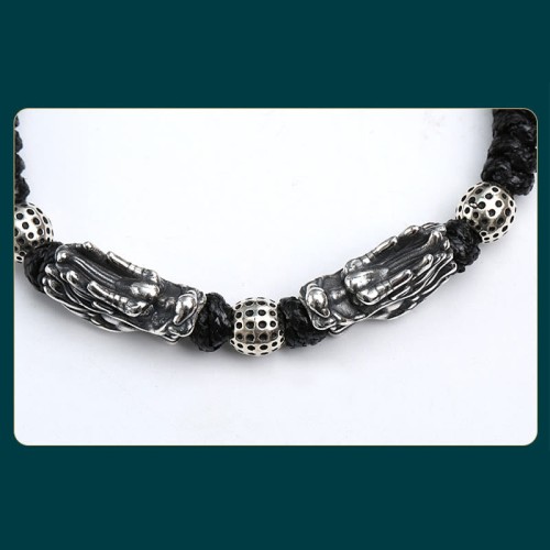 999 Sterling Silver Double Dragon Luck Bracelet