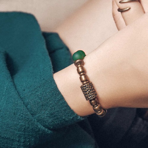 Tibetan Red & Green Agate Copper Confidence Bracelet Tibetan Red & Green Agate Copper Confidence Bracelet