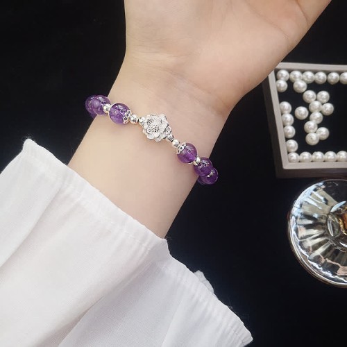 925 Silver Amethyst Lotus Spiritual Bracelet 925 Silver Amethyst Lotus Spiritual Bracelet